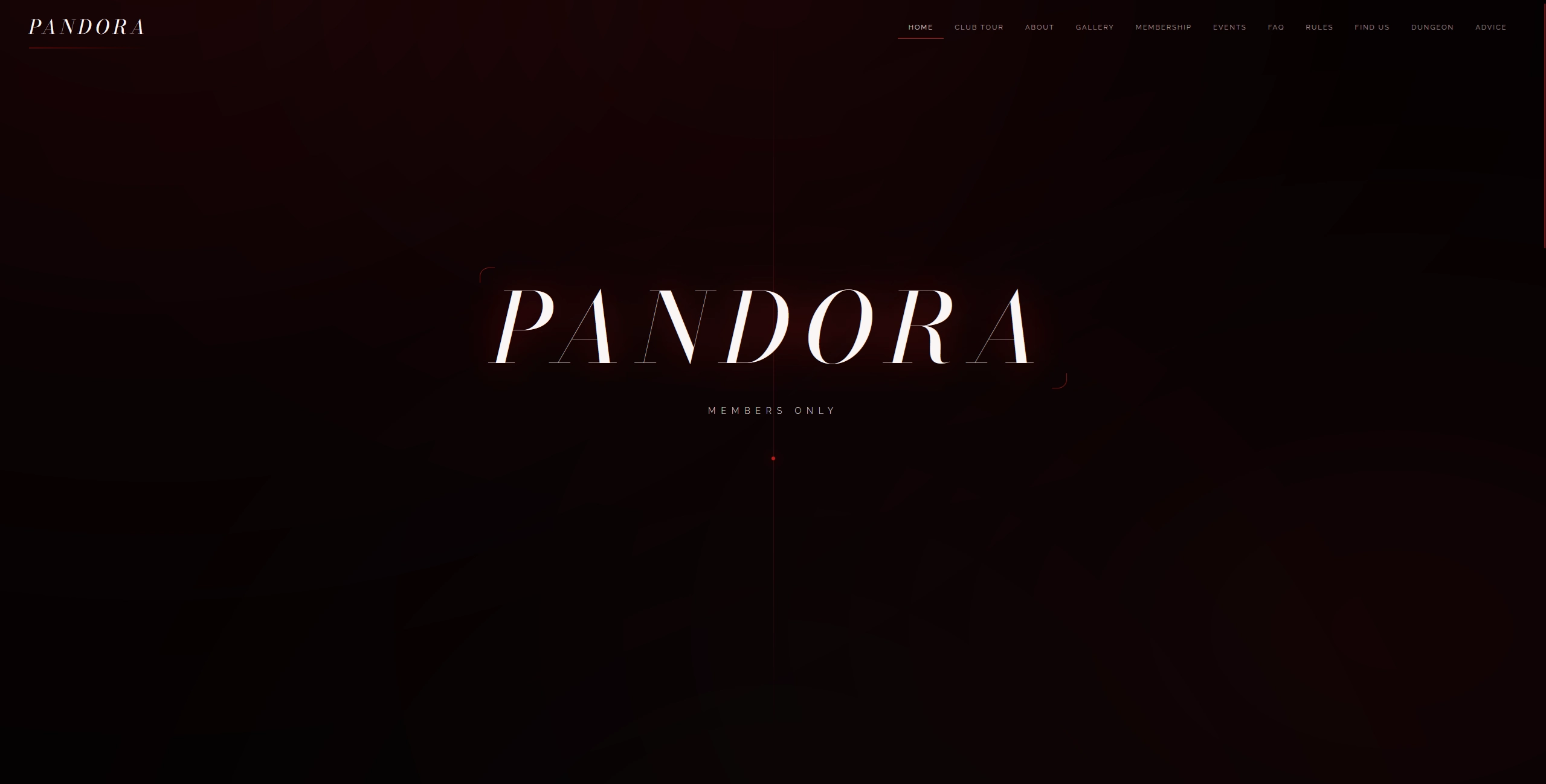 Screenshot of Pandora — a luxury private members club website